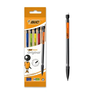 Abbildung von BIC Druckbleistift Matic, 0.7 mm, HB, sortierte Clipfarben, inklusive 3 Minen, Beutel à 5 Stück, schwarz