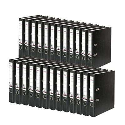 Abbildung von Original Falken 20er Pack Recycolor Umwelt Ordner Öko. Made in Germany. Farbiger Papierbezug außen 8 cm breit DIN A4 gelb Ringordner Aktenordner Briefordner CO2 Neutral Blauer Engel