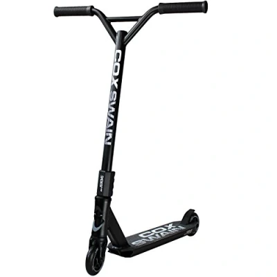 Abbildung von Cox Swain Stunt Scooter X 385, SCS Kompression, CNC Fork, 100mm PU/Alu Rollen, ABEC 9, Kinder + Erwachsene, Anfänger Profis, super stabil Schwarz