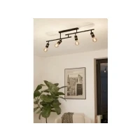 Abbildung von Eglo 900176 Deckenleuchte LURONE E27 4X10W Stahl schwarz, messing L:100cm B:5cm H:27cm dimmbar
