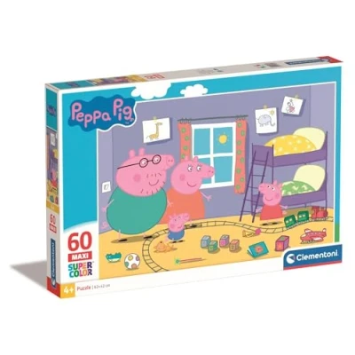 Abbildung von Clementoni 26438 Maxi Peppa Pig Puzzle 60 Teile ab 4 Jahren, farbenfrohes Kinderpuzzle mit extra großen Puzzleteilen, Geschicklichkeitsspiel für Kinder