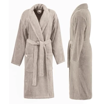Abbildung von PandaHome Bademantel Damen und Herren aus 100% Baumwolle, Morgenmantel Frottee Kuschel, Saunamantel Warm Kuschelig, Schnelltrocknend Weich Saugstark Bademäntel 400 g/m² (Beige Medium)