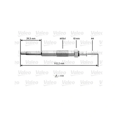 Abbildung von VALEO 345135 Glühkerze 11V M10X1 HYUNDAI: Getz, Santa Fe 2, I, KIA: cee‘d I Kombi, Pro Schrägheck, Schrägheck