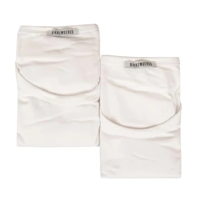 Abbildung von Bikkembergs 2er Pack Unterwäsche T Shirts mit Rundhalsausschnitt Herren Stretch Baumwolle (Weiß Geschrieben M)