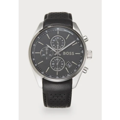 Abbildung von BOSS Chronographen Quarzuhr mit Kalender für Herren Kollektion Grand Prix 44 Schwarzes Lederarmband 1514224