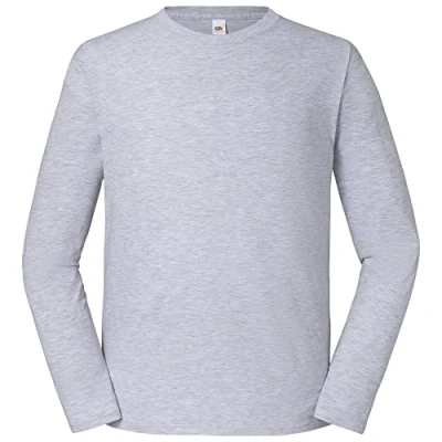 Abbildung von Fruit of the Loom Iconic 195 Ringspun Premium Long Sleeve T Herren Langarm Shirt, Farbe:Graumeliert, Größe:XL