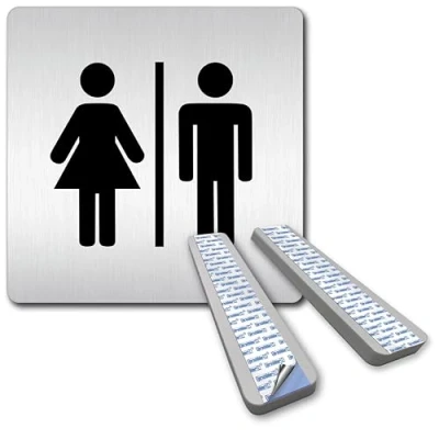 Abbildung von Türschilder24 XXL Schild Türschild 125 x mm WC Toiletten 1,5 Aluminium Vollmaterial 100% Made in Germany (WC Pikto + Abstandhalter)