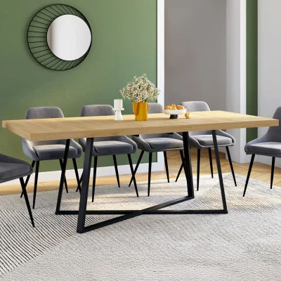 Abbildung von Ausziehbarer rechteckiger Esstisch SELMA 6 10 Personen Holz und Schwarz 160 200 cm IDMarket