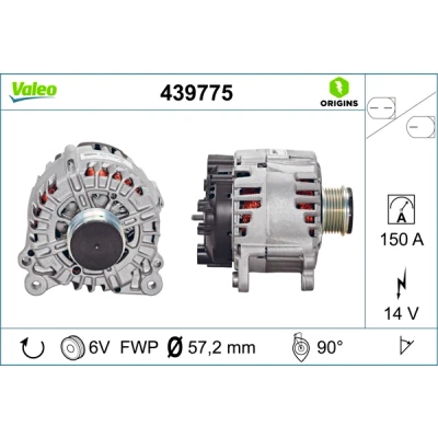 Abbildung von VALEO 439775 Lichtmaschine 14V 150A AUDI: A4 B8 Avant, Q5, Limousine