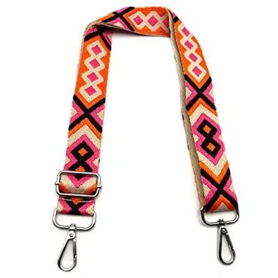 Abbildung von Schultergurt für Taschen Verstellbarer, Taschengurte zum Wechseln Rosa Schwarz Orange 3.8cm Schulterriemen Breit mit Silber Karabiner, Umhängegurt Damen Handtaschen DIY, 5