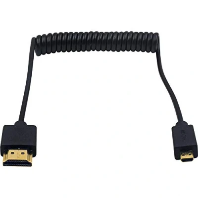 Abbildung von Duttek Micro HDMI auf kabel, Spiral extrem dünnes Kabel zu für 1080P, 4K, UltraHD, 3D, Ethernet und Audio Rückkanal (1,2m/4ft)