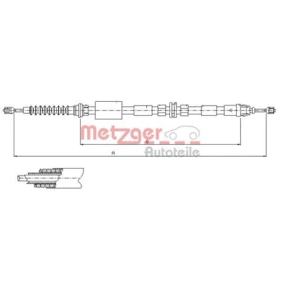 Abbildung von METZGER 11.5511 Handbremsseil hinten links, rechts, links 1735/1532 Scheibenbremse COFLE FORD: MONDEO 3 Stufenheck,