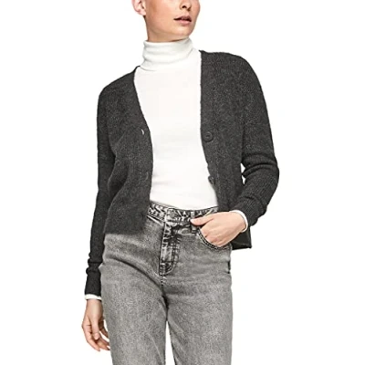 Abbildung von QS by s.Oliver Strickjacke, Damen, Größe: Large, Black melange