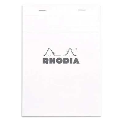 Abbildung von Rhodia 16201C Schreibblock / Notizblock geheftet No.16 DIN A5 21x14,8 cm, 80 Blätter kariert 80g, abtrennbar und mikroperforiert, mit Kartonrücken, ideal für Notizen, Weiß, 1 Stück