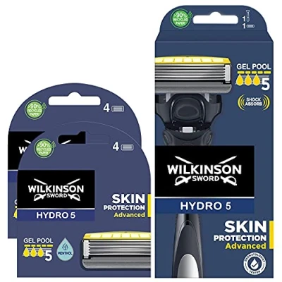 Abbildung von Wilkinson Pack Sword Hydro 5 + 8 Energizer Mint Rasierklingen. Klingen Rasierer mit Stoßdämpfungstechnologie