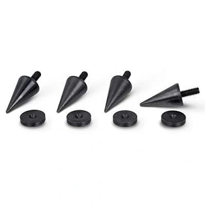 Abbildung von PrecisionGeek Lautsprecher Große Spikes M8 für HiFi, Schwarz Stahl, Kegel 20mm Durchmesser und Unterlagen Lautsprecher, Schwingungsdämpfer, Schlank