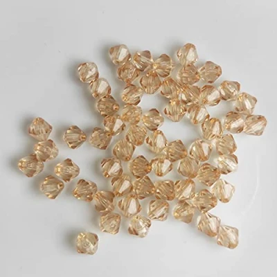 Abbildung von Doppelkegel/Bicone 6 mm 80 Stück Perlen Kristall Lose mit Loch 100er Set DIY Basteln tschechische Facettiert Beads Schmuck Acryl auffädeln Nieten Steine Rosegold