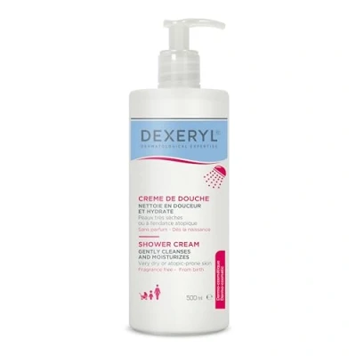 Abbildung von DEXERYL Shower 500ml: Sanfte Reinigung für trockene und zu Neurodermitis neigende Haut. Ohne Duft &amp;Farbstoffe, hypoallergen