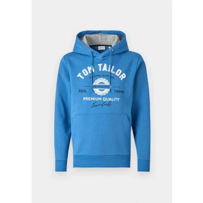 Abbildung von TOM TAILOR Herren Hoodie Sweatshirt mit Logo Print, 11356 Sapphire Blue, M