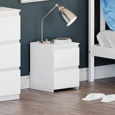 Abbildung von Vida Designs Denver Nachtkommode mit 2 Schubladen, weiß, H 40 x B 29,5 T cm