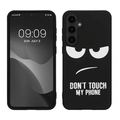 Abbildung von kwmobile Hülle kompatibel mit Samsung Galaxy S23 FE Handyhülle Silikon Case Don&#039;t Touch My Phone Weiß Schwarz