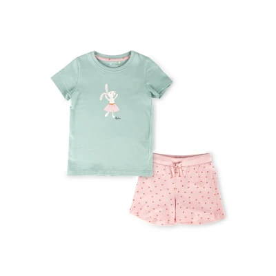 Abbildung von Sigikid Mädchen Kinder Zweiteiler Schlafanzug Bio Baumwolle Sommer Nachtwäsche Für Pyjamaset, Türkis/Rosa, 98 EU