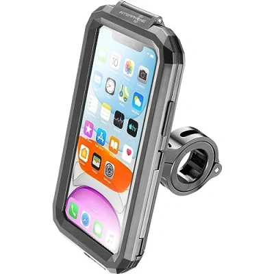 Abbildung von Interphone Cellularline SMIPHONE11 Motorrad Lenker Handy Halterung Mit 360 Drehen Kompatibel für iPhone 11 wasserdichte IPX4 Stoßfestes und vibrationsfreies Silikon Interieur Touch Screen
