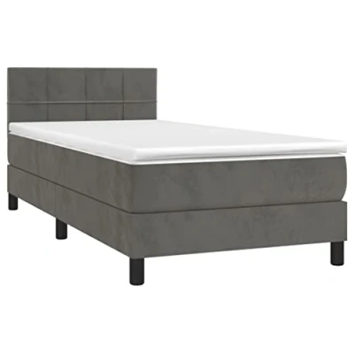 Abbildung von vidaXL Bett Boxspringbett mit Matratze &amp; LED Dunkelgrau 80x200 cm Samt