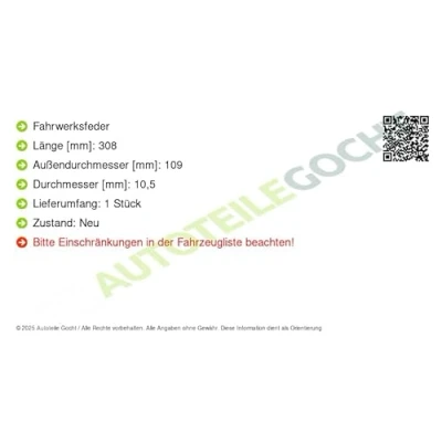 Abbildung von SACHS 994 646 Fahrwerksfeder KIA: Picanto II