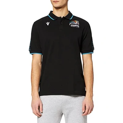 Abbildung von Macron Merchandising ufficiale Polo Travel Polycotton Zebre Rugby 2021/22, Mehrfarbig, S