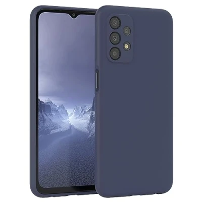 Abbildung von EAZY Case Cover Shell kompatibel mit Samsung Galaxy A23 5G Dünn, Schutz Matt, Stoßfest Gummi Schutzhülle weiche Silikon, Stoffinlay aus Microfasern in Nacht Blau