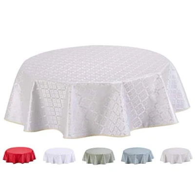 Abbildung von Wachstuch Tischdecke Abwaschbar Rund geprägt 155cm Beige