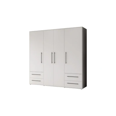 Abbildung von FORTE Jupiter Schrank 200 210, weißer Kleiderschrank, Drehtürenschrank, 3 türig, mit 2 Schubladen und Einlegeböden, Weiß, 206 cm breit x 59 tief hoch