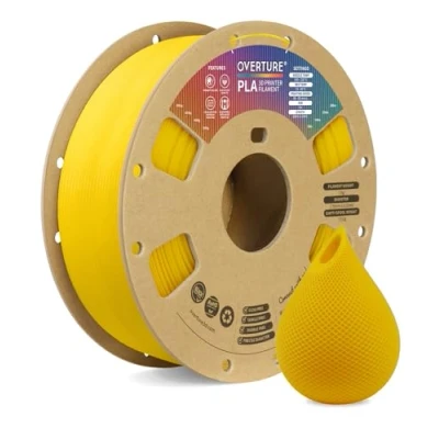 Abbildung von OVERTURE PLA Filament 1,75 mm Aufgerüstet, 1kg (2,2 lbs), Maßgenauigkeit +/ 0.02mm, für 3D Drucker (Gelb)