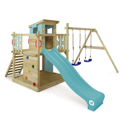 Abbildung von Wickey Spielturm Smart Camp mit Schaukel &amp; Rutsche und Kletterwand, 10 Jahre Garantie*, großer integrierter Sandkasten