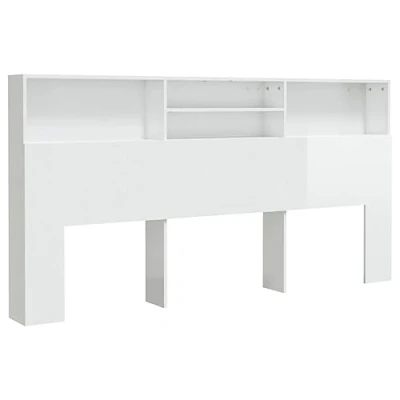 Abbildung von vidaXL Bett Kopfteil mit Ablagen Regal Wand Bücherregal Betthaupt Bettkopfteil Schlafzimmer Hochglanz Weiß 200x19x103,5cm
