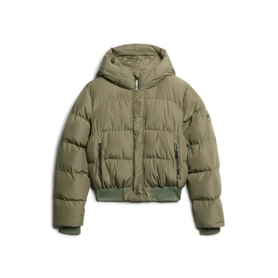 Abbildung von Superdry Hooded Puffer Winterjacke, Damen, Größe: 44, Dusty olive green