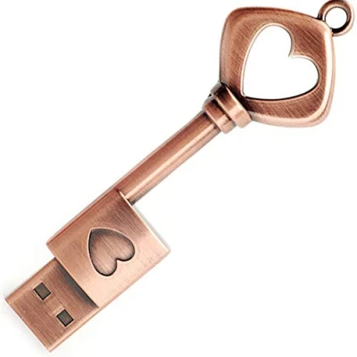 Abbildung von BORLTER CLAMP 32GB USB2.0 USB Stick, BorlterClamp Speicherstick Retro Metall Herzförmiger Schlüssel Geformt Flash Laufwerk