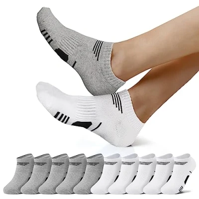 Abbildung von NUOZA Sneaker Socken Herren 47 50 Damen Sportsocken Kurze Laufsocken Wandersocken Running Socks Unisex Halbsocken 10 Paar Weiß Grau