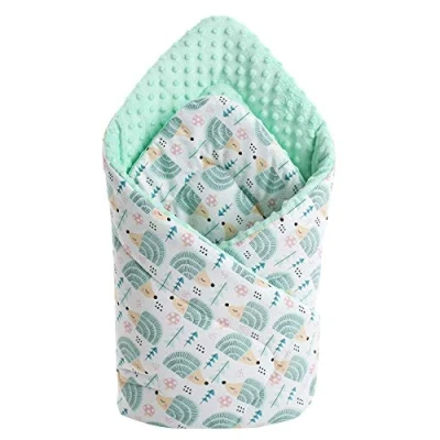 Abbildung von Medi Partners Einschlagdecke Steckkissen Minky 100% Baumwolle 75x75 cm Schlafsack doppelseitiges weich ganzjährig multifunktional antiallergisch Babys (Minze Igel mit minzer Minky)