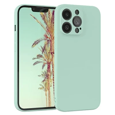 Abbildung von EAZY Case Silikonhülle für iPhone 13 Pro Hülle Silikon Grün weich stoßfeste Handyhülle Schutzhülle mit Kameraschutz Dünn Premium Schutz Cover TPU Phone Bumper in Mint