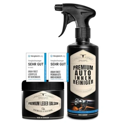 Abbildung von Auto Innenraum Reiniger 500ml + Premium Leder Balsam für Lederpflege 250ml Autopflege Set den gesamten von URBAN Forest