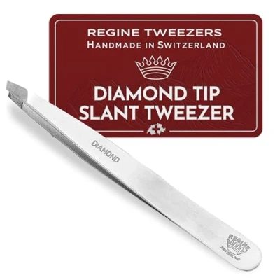 Abbildung von Regine Switzerland Genuine Diamond Tip Tweezers 100% Handmade Surgical Grade Stainless Steel Professional Precision Eyebrow and Hair Remover World&#039;s Best