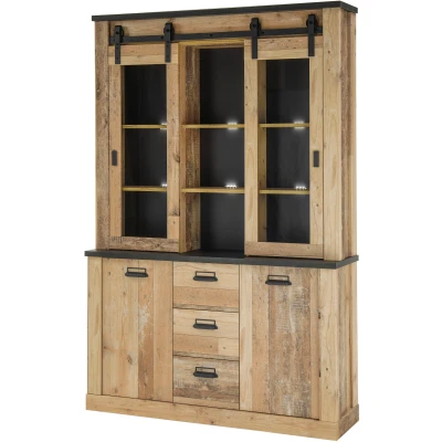Abbildung von Home affaire Buffet &quot;SHERWOOD&quot;, Holz Dekor, mit Scheunentorbeschlag und Apothekergriffen, Breite 133cm