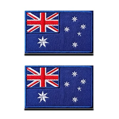 Abbildung von 2 St. Australien Flagge Patch,Australien Australier Nationales Emblem Gesticktes Aufnäher Patch mit Verschluss, Militär Taktische für Rucksäcke Uniform Weste Jersey Jacken