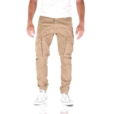 Abbildung von Herren Jack &amp; Jones Hose Cargo Jogger Pants Paul Flake AKM 542 Twill Gummibund, Farben:Beige, Größe Hosen:31W / 32L