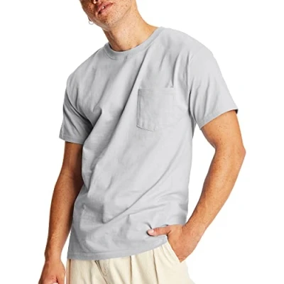 Abbildung von Hanes Beefy T Herren Shirt mit Taschen, Leichter Stahl, 3X Groß