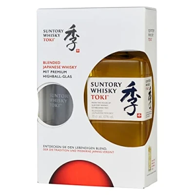 Abbildung von Suntory Whisky Toki + Premium Highball Glas Japanischer Blended mit feinem, süßen und würzigem Abgang 43% Vol 700ml Einzelflasche