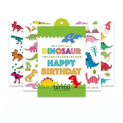 Abbildung von 80 Dinosaurier Temporäre Tattoos Dino Temporary Tattoo Stickers Set Party Favor Aufkleber (4 Blätter)