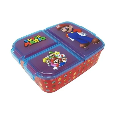 Abbildung von Theonoi Kinder Brotdose Lunchbox Sandwichbox B mit Fächern Brotbox Unterteilung Kindergarten aus Kunststoff BPA frei (Super Mario)